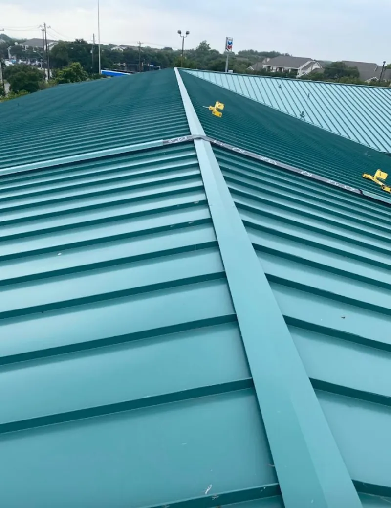 Green commercial metal roof ridge and valley for Metal Roof Repair in Mascotte